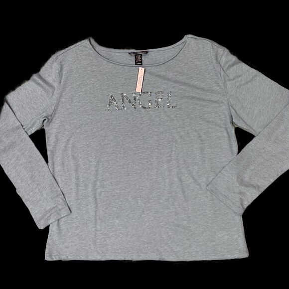 NWT women’s gray Victoria’s Secret long sleeve T-shirt w/angel logo sz L - Picture 3 of 14
